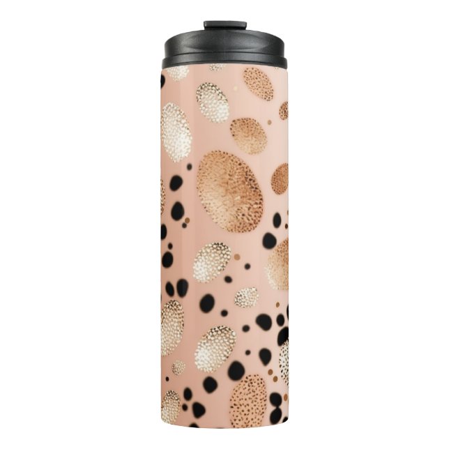 Termo Tumbler termal Rosa Purpurina Chita de oro 12oz (Anverso)