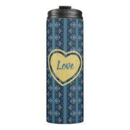 Termo Tumbler térmico a rayas azules del poeta Adiela Ak