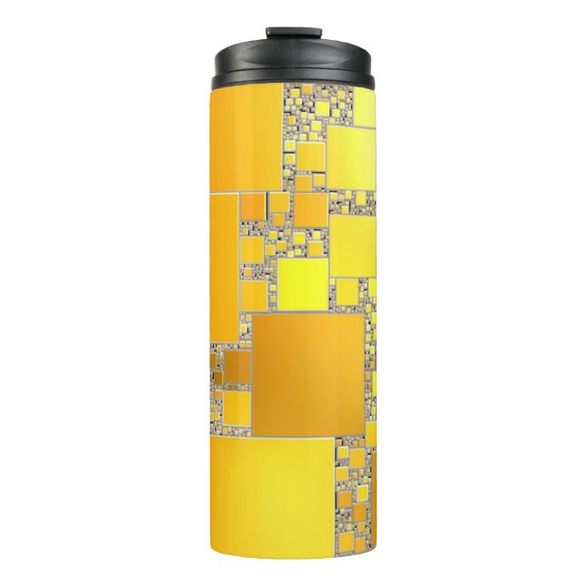 Termo Tumbler térmico al cuadrado amarillo y Naranja (Anverso)