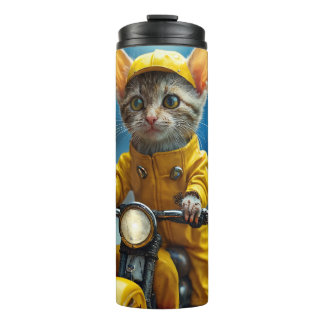 Termo Tumbler térmico amarillo con el gato más pequeño d