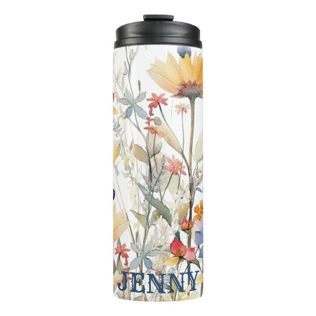 Termo Tumbler térmico Boho Wildflowers personalizado (Anverso)