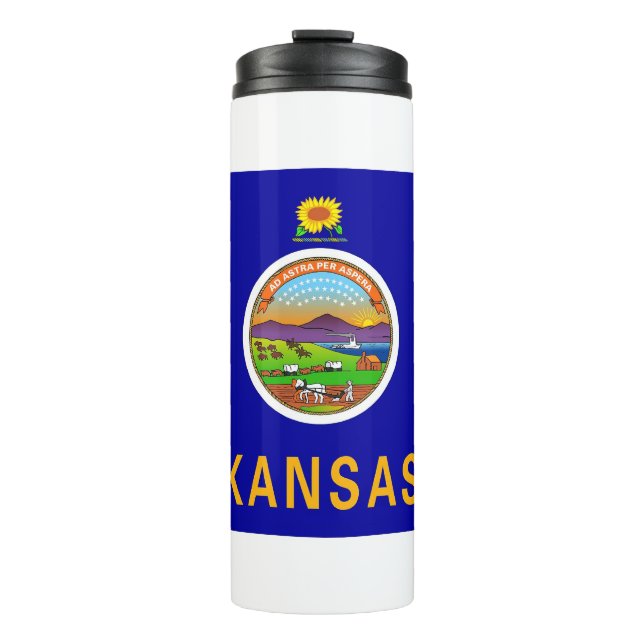 Termo Tumbler térmico con bandera de Kansas, EE.UU. (Anverso)