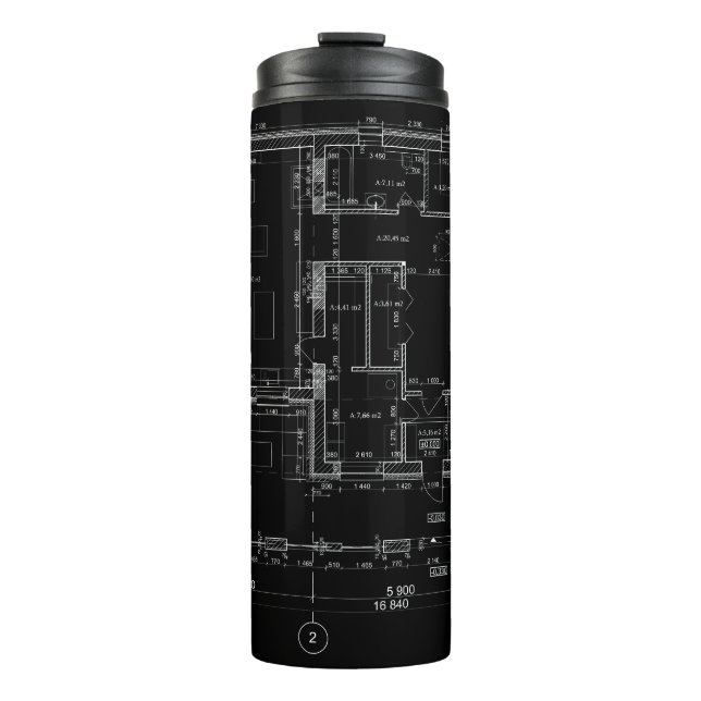 Termo Tumbler térmico con diseño arquitectónico (Anverso)