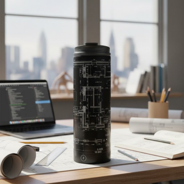 Termo Tumbler térmico con diseño arquitectónico (Subido por el creador)