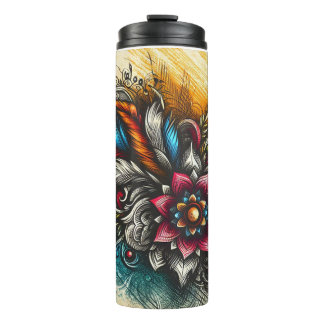 Termo Tumbler térmico con diseño esquematizado a mano