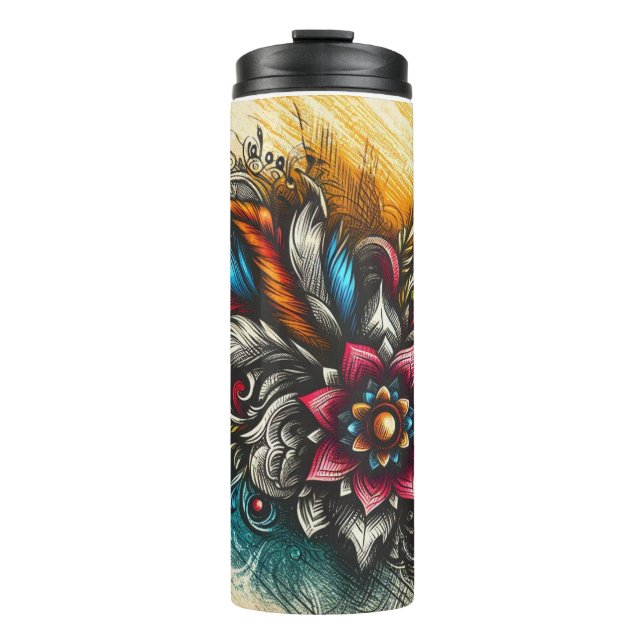 Termo Tumbler térmico con diseño esquematizado a mano (Anverso)
