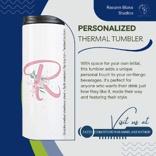 Termo Tumbler térmico con flor rosado personalizado