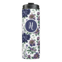 Tumbler térmico con hongos florales con monograma