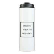 Tumbler térmico creativo, analítico y apasionado