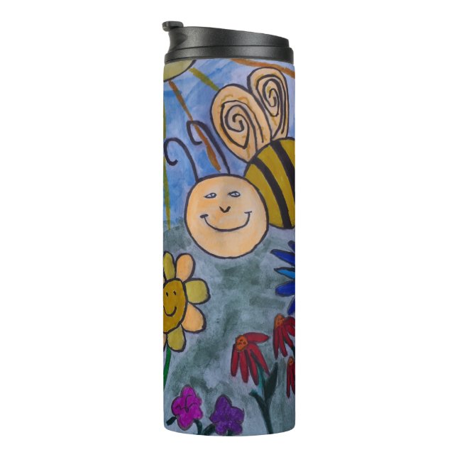 Termo Tumbler térmico de abejas y flores (Rotado hacia la derecha)