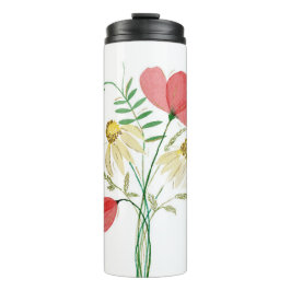 Termo Tumbler térmico de acuarela de flores silvestres -