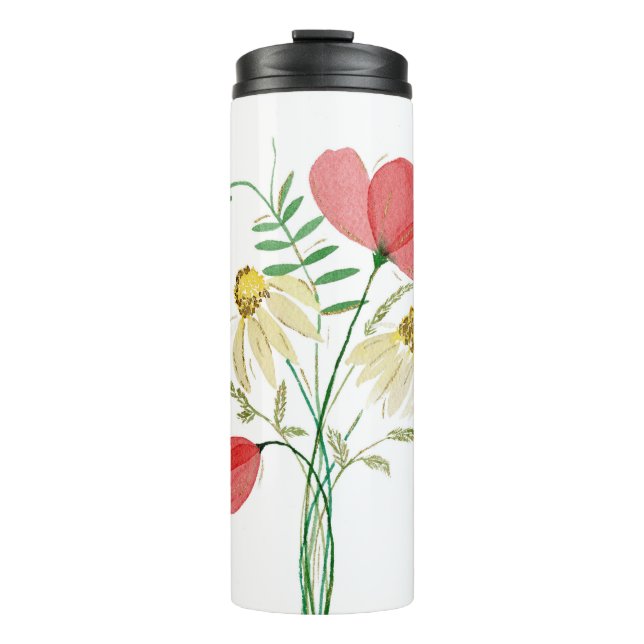 Termo Tumbler térmico de acuarela de flores silvestres - (Anverso)