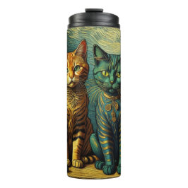 Termo tumbler térmico de arte del gato