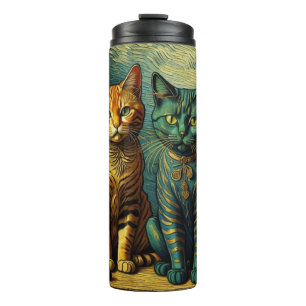 Termo tumbler térmico de arte del gato