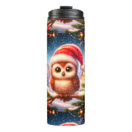 Termo Tumbler térmico de búho navidad