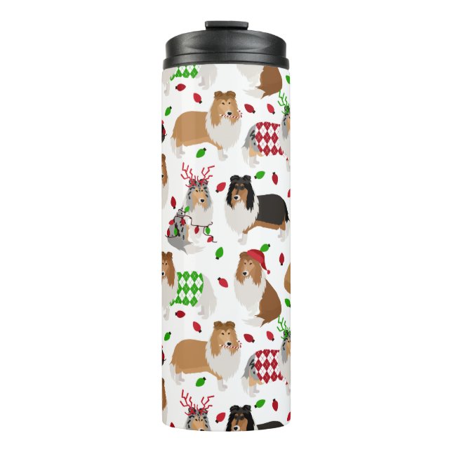 Termo Tumbler térmico de collie en masa navidad (Anverso)