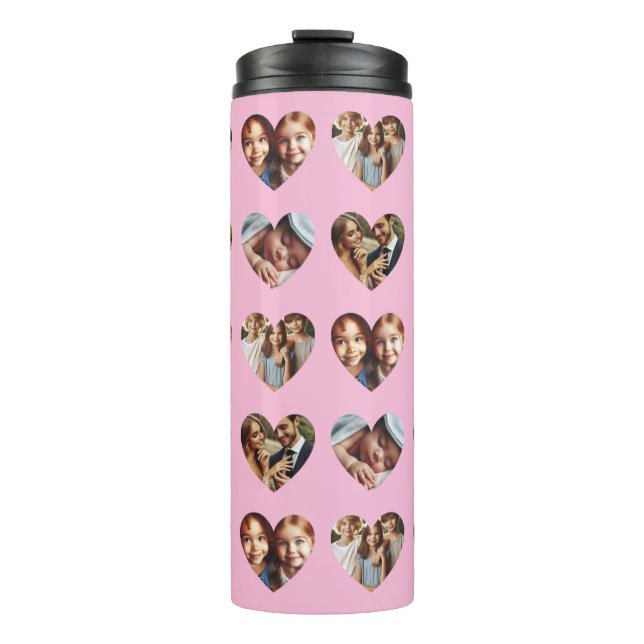 Termo Tumbler térmico de cuatro fotos familiares persona (Anverso)