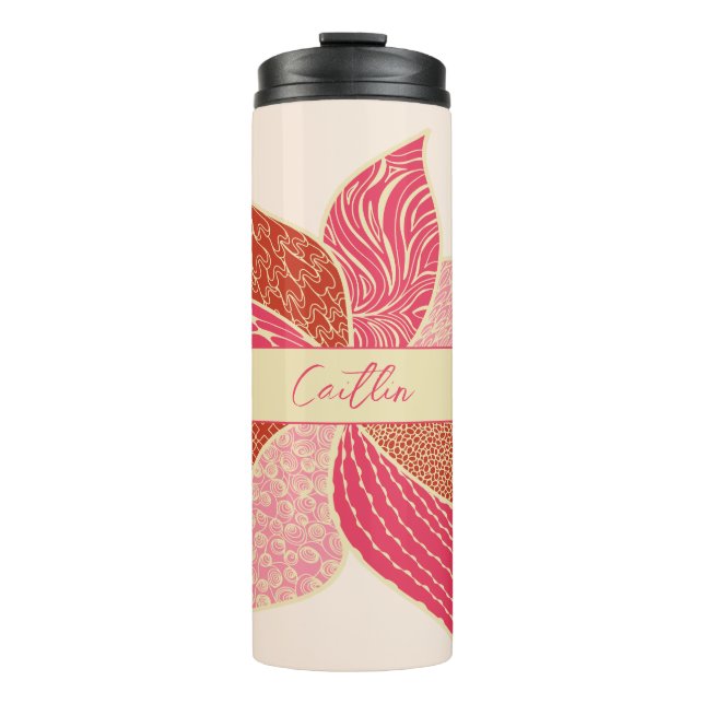 Termo Tumbler térmico de flor feliz personalizado (Anverso)