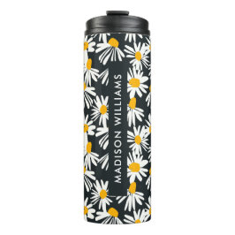 Termo Tumbler térmico de flores monograma de script
