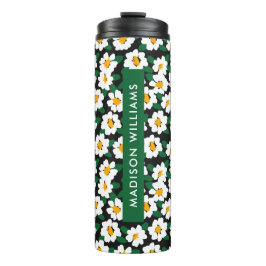 Termo Tumbler térmico de flores monograma de script