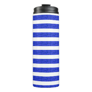 Termo Tumbler térmico de franjas geométricas azules de m