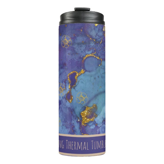 Termo *~* Tumbler Térmico de Mármol con Brillo Teal SWAG (Anverso)