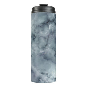 Termo Tumbler Térmico de Mármol Gris Negro Humo Dorado