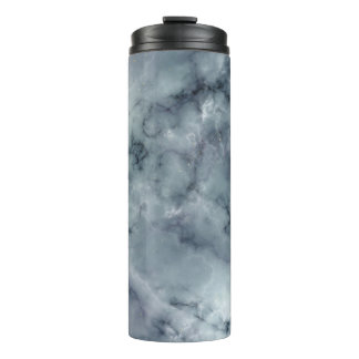 Termo Tumbler Térmico de Mármol Gris Negro Humo Dorado