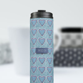 Termo Tumbler térmico de parachoques de denim azul lindo