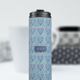 Termo Tumbler térmico de parachoques de denim azul lindo