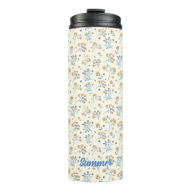 Termo Tumbler térmico de patrón floral monograma moderno (Anverso)