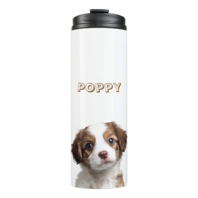 Termo Tumbler térmico de perro personalizado - Nombre pe (Anverso)