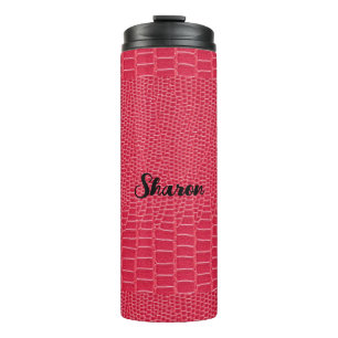 Termo Tumbler térmico de piel de reptil rojo