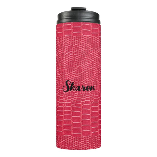 Termo Tumbler térmico de piel de reptil rojo (Anverso)