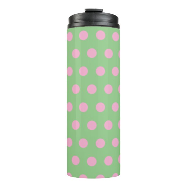 Termo Tumbler térmico de Punto Polka (Sage Green & Pink) (Anverso)