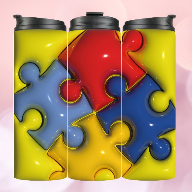 Termo Tumbler térmico del autismo de rompecabezas 3D inf (Subido por el creador)