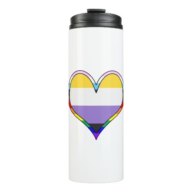 Termo Tumbler térmico del corazón de Enby (Anverso)