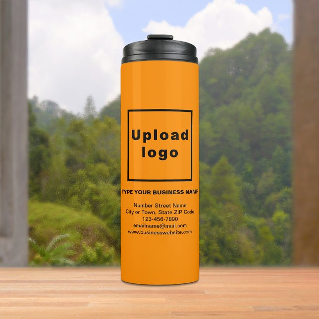 Termo Tumbler térmico del Naranja de información empresa (Build brand name awareness. Your business brand on orange color thermal tumbler.)