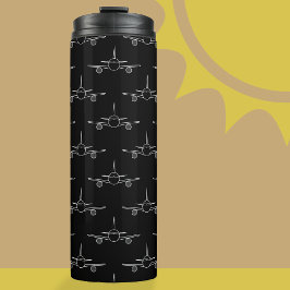 Termo Tumbler térmico del patrón de plano blanco y negro