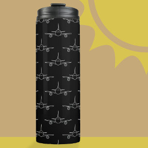 Termo Tumbler térmico del patrón de plano blanco y negro
