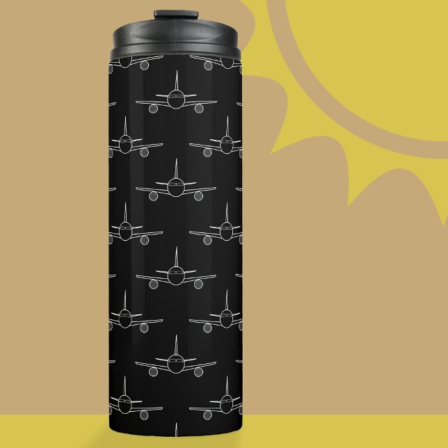 Termo Tumbler térmico del patrón de plano blanco y negro (Plane Tumbler)