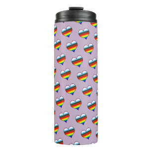 Termo Tumbler térmico del patrón del corazón del arco ir