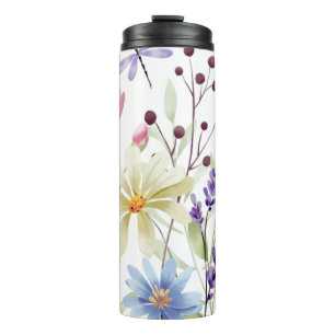 Termo Tumbler térmico: diseño de flores silvestres