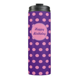 Termo Tumbler térmico feliz cumpleaños (morado y rosado)