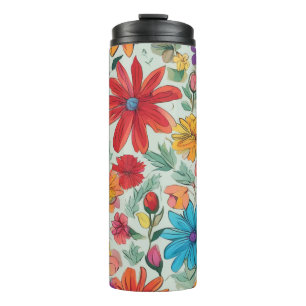 Termo Tumbler térmico - Floral Abstracta colorida #29