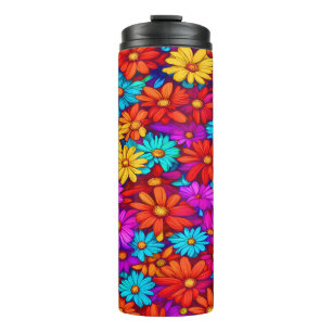 Termo Tumbler térmico - Floral Abstracta colorida #71
