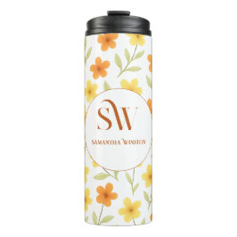 Termo Tumbler térmico floral personalizado - Iniciales