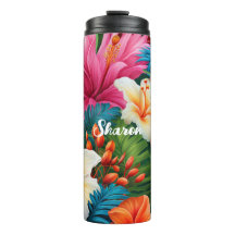 Tumbler térmico/flores tropicales