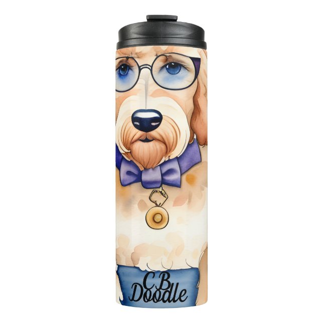 Termo Tumbler térmico Goldendoodle personalizado (Anverso)