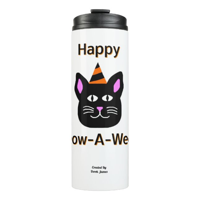 Termo Tumbler térmico Meow-A-Ween de gato negro (Anverso)